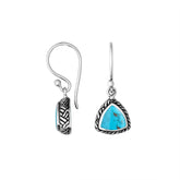 AE-6217-TQ Sterling Silver Trillion Shape Earring With Turquoise Jewelry Bali Designs Inc